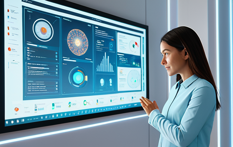 A professional female character designer, mid-30s, dressed in a modest, smart-casual outfit, actively interacting with a large, translucent holographic display in a brightly lit, futuristic design studio. The display shows evolving character concepts generated by AI, reflecting a collaborative creative process. She is focused, making subtle gestures with her well-formed hands towards the interface. The environment is sleek, minimalist, with soft ambient light. Perfect anatomy, correct proportions, natural pose, proper finger count, natural body proportions, fully clothed, appropriate attire, safe for work, appropriate content, professional, high-resolution, detailed render, realistic lighting.